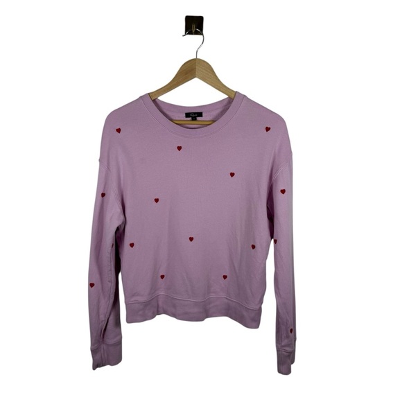 Rails Women’s Ramona Embroidered Hearts Crewneck in Pink/Red Size S - Picture 9 of 16